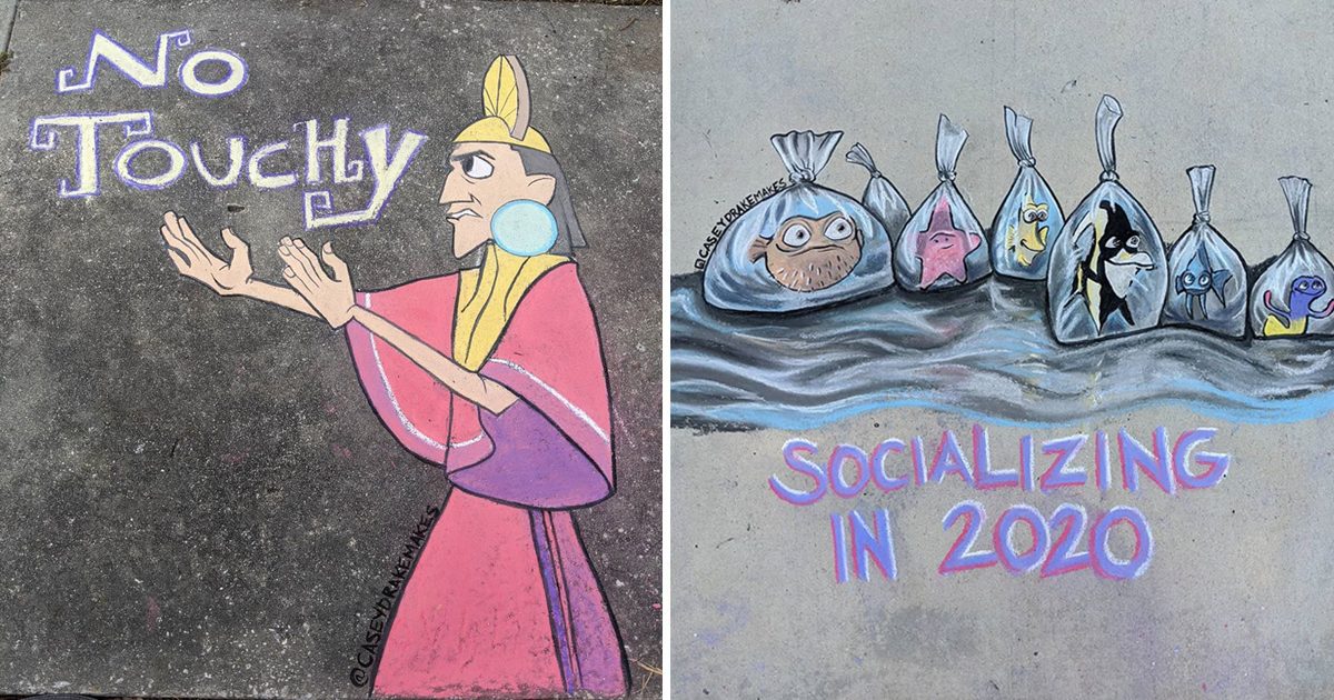 Artist Creates Adorable Disney Themed Quarantine Chalk Art