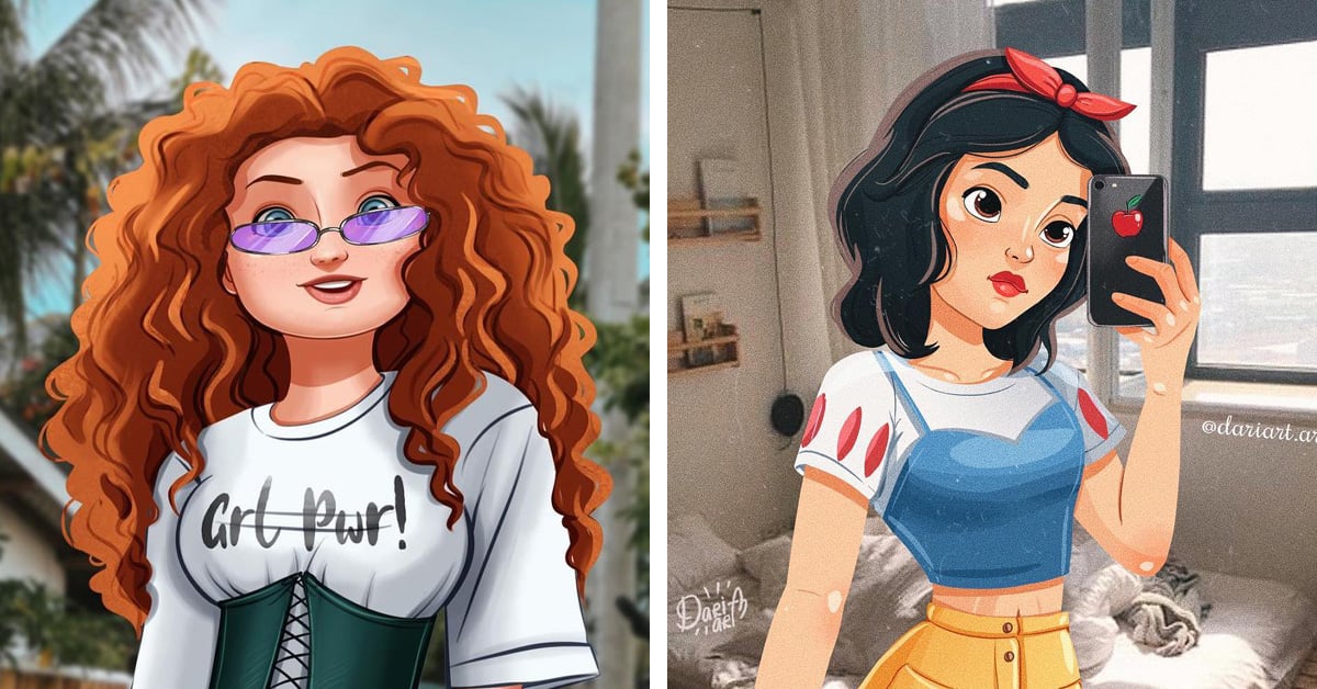 Artist Draws Disney Princesses Living In The Modern World As Every Day  Millennials